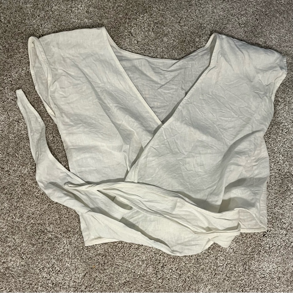 Free Label 100% Linen Frannie Wrap Top Cloud - Medium